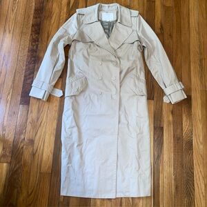 Marc Jacobs Double Breasted Long Trench Coat Jacket Khaki Tan Belted Size 12